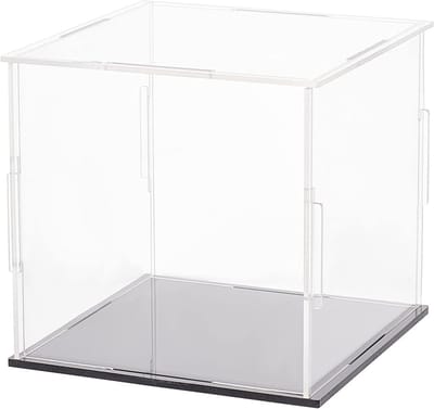 Duidelijke Acryl Display Case met Zwarte Basis 110x110x105mm - Stofdichte Bescherming voor Actiefiguren en Verzamelobjecten, Ideaal voor Speelgoed en Decoratie