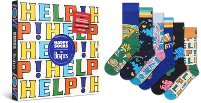Happy Socks - Volwassen Uniseks The Beatles 6-Pack Sokken Cadeauset / Maat 41-46