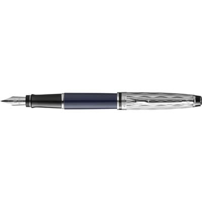 Waterman Expert vulpen | Metaal-blauwe lak met palladium detail | Gebeitelde dop | Roestvrij staal fijne penpunt