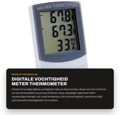 Dailygoods - Digitale Vochtigheid Meter - Thermometer Hygrometer - Max/Min Opname - LCD Scherm - Indoor Outdoor - Thuiskantoor - Elektronische Tempera...