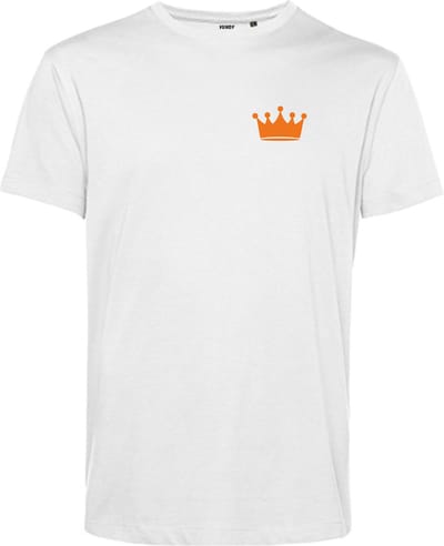 T-shirt Kroontje | Koningsdag kleding | Oranje Shirt | Wit | maat XS