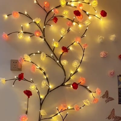 LED-wandlamp met rozentak - 8 standen - Wijnranklamp - Decoratieve slaapkamerverlichting - Decoratieve LED-landschapslamp voor binnen