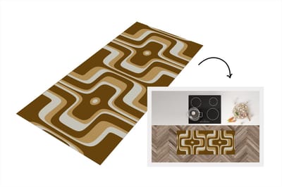Keukenloper 120x50 cm - Keukenmat vinyl Retro - Design - Bruin - Keukenmatten loper - Keuken vloerkleed tapijt
