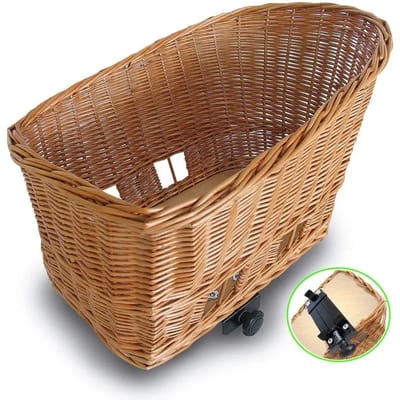 Basil Pasja Hondenfietsmand L - Achter - Riet - Inclusief Bevestigingssysteen - Large - Bruin - 50 cm