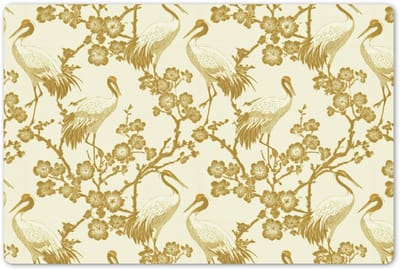 Placemats 45x30 cm - Placemat kunststof - 1 stuk - Kraanvogels - Kersenbloesem - Goud - Borden onderleggers - Decoratie voor op tafel - Keuken tafeldecoratie accessoires - Vinyl onderlegger - Tafelversiering