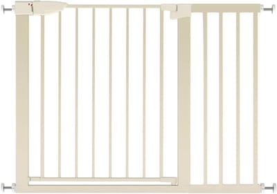 Traphekje Zonder Boren – 76 t/m 82 cm – incl. extensie 104 t/m 110 cm – Veiligheidshekje – Klembevestiging - Kinderhekje - Hondenhek - Beige