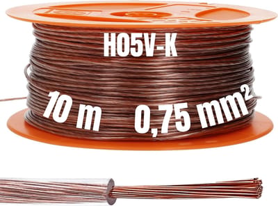 Kalitec 10 meter H05V-K (X05V-K) 0,75 mm² transparante bedradingskabel I-ader kabel flexibel PVC enkelader I meeraderig 0,75mm2 I bedrading fijnaderige enkele kabel I schakeldraad massief