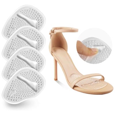 QTTVBTNA 2 Paar Transparante Siliconen Voorvoetkussens – Comfort Gel Pads – Herbruikbaar & Onzichtbaar voor Hoge Hakken en Sandalen