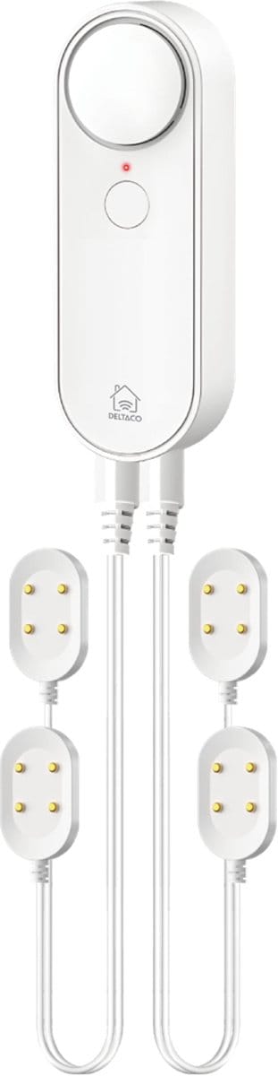 Deltaco SH-WS04 - Waterlek Sensor 2x 2m - Alarm - 4 Sensoren - Smart Home App - AAA-batterijen - Wit