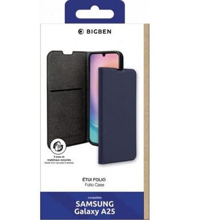 Bigben Connected, Hoesje geschikt voor Samsung Galaxy A25 - Folio Wallet met Kaarthouders & Videostandaard, Zwart