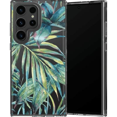 Selencia Galaxy S23 Ultra Fashion Hoesje Green Jungle Leaves