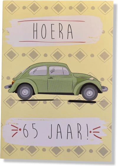 Hoera 65 Jaar! Luxe verjaardagskaart - 12x17cm - Gevouwen Wenskaart inclusief envelop - Leeftijdkaart