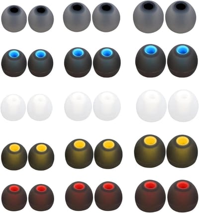 15 Paar Siliconen Vervangende Oorkussens voor In-Ear Hoofdtelefoons, Comfortabele Oorkussens voor Perfecte Geluidsisolatie en Geschikt voor de Meeste Modellen