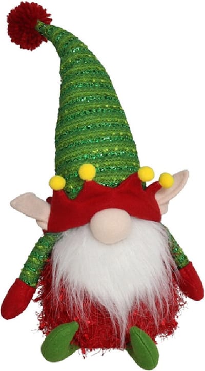 Gerimport Pluche kerst gnome - kerstelf - H36 cm - decoratie pop - rood/groen