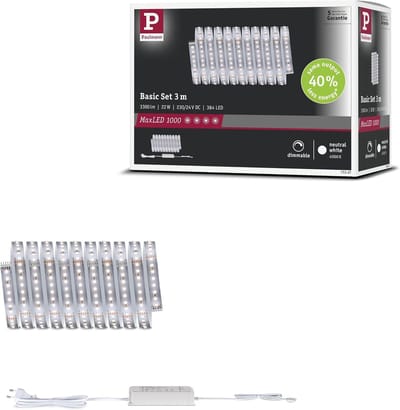 ' Paulmann 71247 MaxLED 1000 LED-strip neutraal wit basisset 3m 22W 1100lm/m 128 LED''s/m 4000K 40VA'
