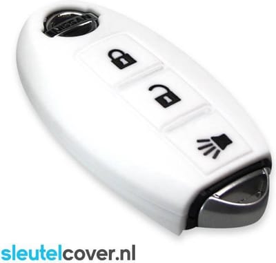 Autosleutel Hoesje geschikt voor Nissan - SleutelCover - Silicone Autosleutel Cover - Sleutelhoesje Wit