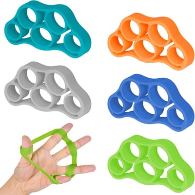 Vingertrainer voor Hand- en Vingersterkte, Silicone Oefenhulpmiddel voor Drukverlichting en Revalidatie, 5-delige Set voor Verbetering van Gripkracht en Handfunctie