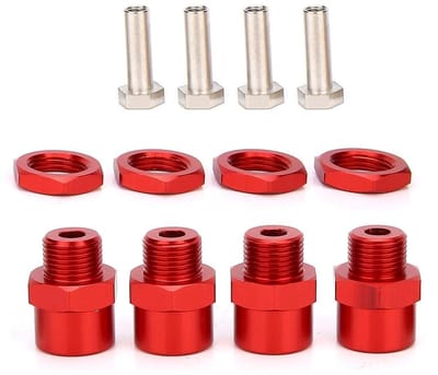 Allecto - zeskant-adapter - 12 mm op 17 mm - ideaal voor auto-onderdelen - rood - perfect voor aanpassing - complete set - geschikt voor RC D4