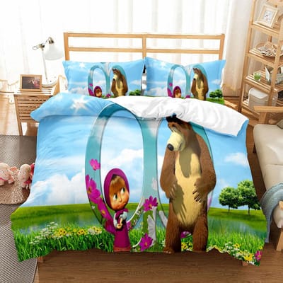 Cartoon Kinder Beddengoed Set King Queen Double Full Twin Single Maat Meisje Y El Oso Bedlinnen Set 150x220cm