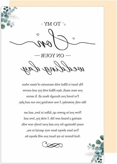 Gedicht voor zoon - Trouwdag cadeau - Bruidegom verrassen - Oprecht sentiment - 21.9 x 14.4 cm - Gedrukt