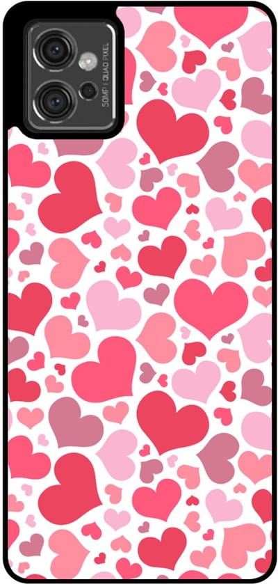 Smartphonica Telefoonhoesje Geschikt voor Motorola Moto G32 met Hartjes Print - Hearts Design TPU Backcover Case - Kinder Hoesje met Hartjes Design geschikt voor Motorola Moto G32