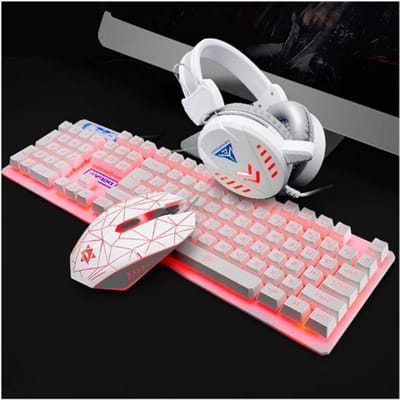 Gaming-Toetsenbord Muis Headset Muismat-Comboset 4-in-1-Bundel USB-Aparatuur Waterdicht Mechanisch Gevoel Zwart Blauw Licht Zwart Kleurrijk Licht Wit Kleurrijk Licht