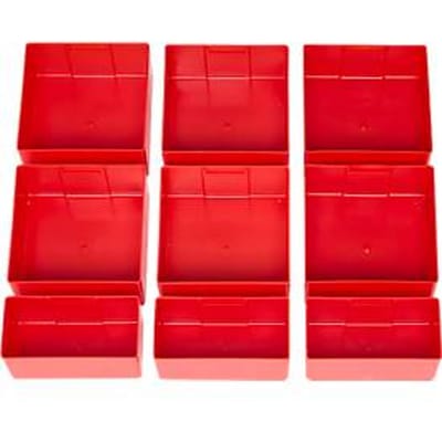 Schäfer Shop Genius inzetbakset voor FS schoonmaakmiddelen- en materiaalkasten, ABS kunststof, rood, 9 stuks