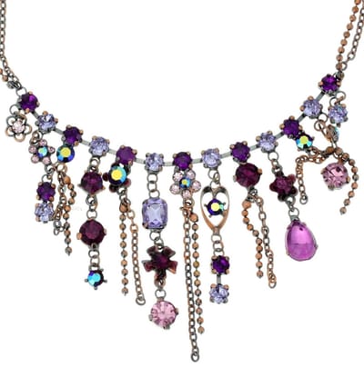 Behave - Paarse Ketting met Steentjes - 41 cm