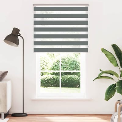 vidaXL - Zebra - rolgordijn - 135x230 - cm - stofbreedte - 130,9 - cm - donkergrijs