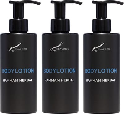 Bodylotion Hammam Herbal 300 ml - met pomp - zwarte fles - set van 3 stuks - Voordeelverpakking