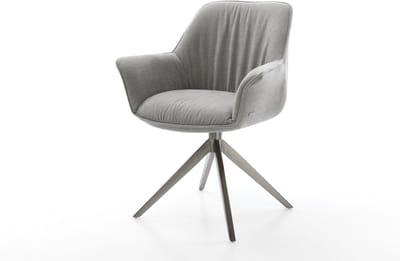 Eetkamerstoel Keila-Flex met armleuning kruisframe breed grafiet zachte stof met structuur grijs 360° draaibaar rocker-functie