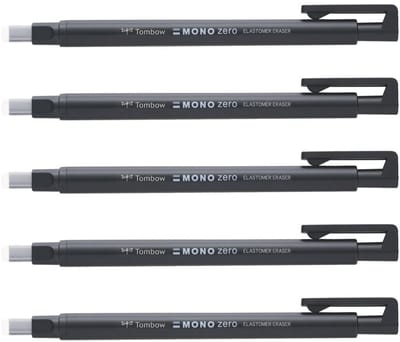 Tombow MONO zero gumstift - Rechthoekige gum - Navulbaar - Zwart - 5 stuks