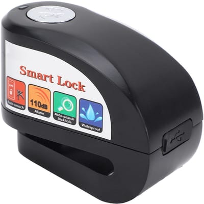 Antivol de disque moto Bluetooth étanche à la pluie Alarme à haut décibel Antivol de sécurité intelligent pour moto Antivol de disque de roue black