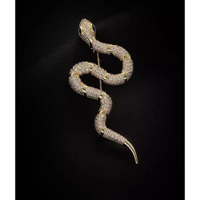Slang Speldjes voor Vrouwen Mannen Vol met Strass Metaal Slang Dier Spelden Badge Sieraden black