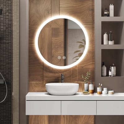 Badkamerspiegel met Verlichting - Ronde Spiegel 60 cm - Aanraakschakelaar, Anti-condens, en Geheugenfunctie