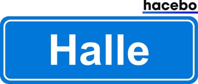 Hacebo - Plaatsnaam Sticker - 29x10 CM - Halle sticker - Verkeersborden sticker - grappige cadeaus - Halle
