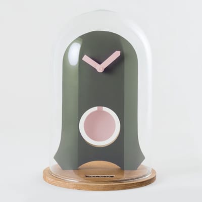 KLOQ - Koepelklok met Pendule - Bureau Klok - Batterijen Inbegrepen - Quartz Beweging - Niet-Tikkend Batterij Aangedreven - Mist Groen en Perzik Pastel - 21 cm x 21 cm x 31,5 cm EAN: 7442143048083 Klok Kloq