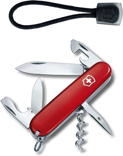 Victorinox Spartan Zwitsers Zakmes+lanyard - 12 Functies - Rood/zwart