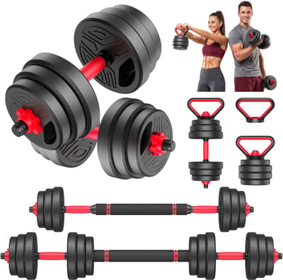 Set van 2 verstelbare halters 26 kg - met 2 halters, gewichten en 4 sterrensluitingen - Set voor spieropbouw