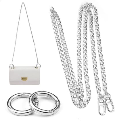 Metalen Handtas Ketting 120 cm, Schouderband met 2 Carabiners en O-Ring voor DIY Tasprojecten en Handgemaakte Tassen