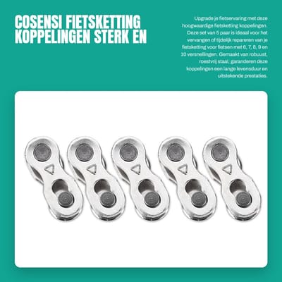 Dailygoods- Fiets Kettingschakels - 5 Paar - Hoogwaardig Staal - Schokbestendig - Roestvrij - Eenvoudig te Gebruiken - Sterke Treksterkte tot 950 kg - Fiets Ketting