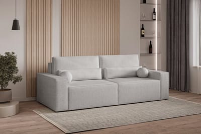 Slaapbank, sofa met slaapfunctie en opbergruimte, moderne bank, 3-zits, Slaapbank Denver mini - Lichtgrijs (Anthology 15)