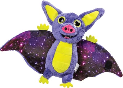 Suki Gifts Pluche knuffeldier vleermuis - paars/geel - 17 cm - speelgoed