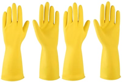 Huishoudelijke Handschoenen - Schoonmaakhandschoenen Afwas - Bescherming bij Schoonmaken - Antislip Visgraat Patroon - Maat XL - Geel