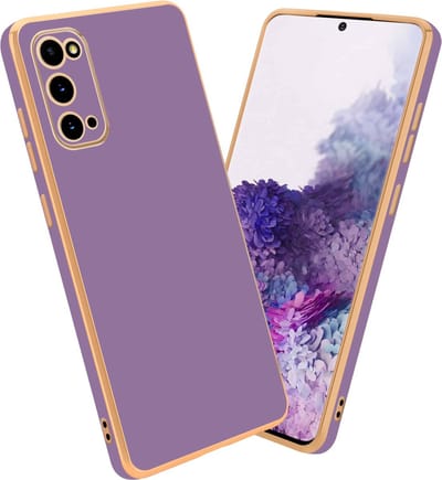Cadorabo Hoesje geschikt voor Samsung Galaxy S20 in Glossy Paars - Goud - Beschermhoes Case Cover van flexibel TPU-silicone en met camerabescherming