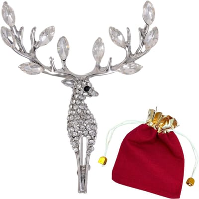 Kerstbroche Eland Verzilverd