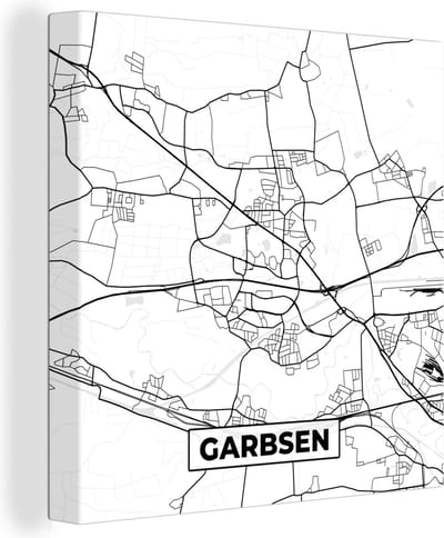 Canvas Schilderij Plattegrond - Garbsen - Kaart - Stadskaart - 20x20 cm - Wanddecoratie