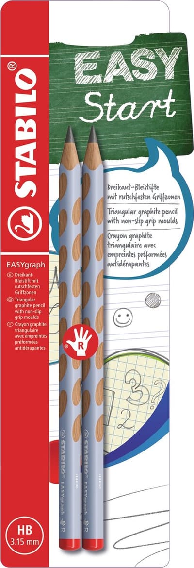 STABILO EASYgraph - Ergonomische Grafietpotlood - Rechtshandig - HB Hardheid - Pastel Blauw - 2 Stuks