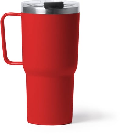 Kencher Thermos beker to go 1589 - Rood - 600 ML - Thermosbeker met Handvat - Travel cup - Mug to go - Thermosbeker - Drinkbeker to go - Thermosfles - dubbelwandige vacuüm geïsoleerde koffiebeker - Thee - Koffie
