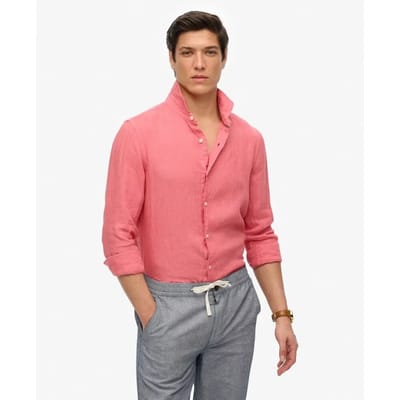 Superdry - Linnen Vacation overhemd met borduursel - Heren - Lange mouwen shirts